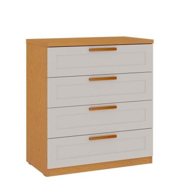 Imagem de Cômoda 4 Gavetas Madri Com Frentes Provençais 100% Mdf Cinamomo/ Branco