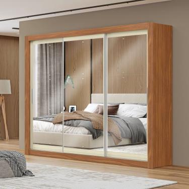 Imagem de Guarda-roupa Viena Espelhado Yescasa Cinamomo-off White