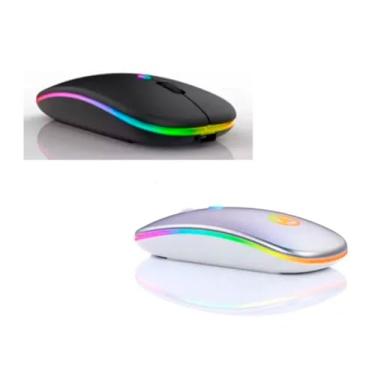 Imagem de Mouse Recarregável Sem Fio Wireless 2.4ghz Led (branco)