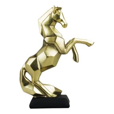Imagem de Enfeite Decoração Luxo Rack Cavalo Geométrico Dourado 24cm