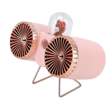 Imagem de ZJchao Fã do Ventilador da Mesa USB Ventilador de Desktop Com 3 Velocidades e Névoa de Spray Noturno Leve Carregamento USB Portátil para o Escritório Em Casa Dormitório Camping Travel (Róseo)