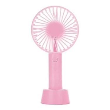 Imagem de Ventilador Portátil Mini De Mão Mesa Recarregavel Usb Led com cabo(rosa)