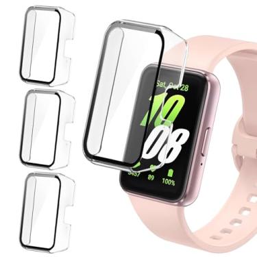 Imagem de IEOVIEE Protetor de tela para Samsung Galaxy Fit 3, pacote com 3, capa de vidro temperado de policarbonato rígido completo com película sensível ao toque (transparente)