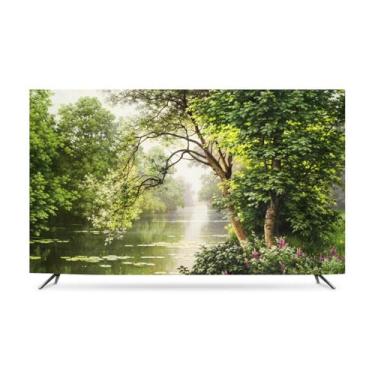 Imagem de Capa de TV 32-80 polegadas Capas de TV Verde Poliéster Tecido À Prova de Poeira Suave Capa Protetora de Tela de TV Moderna Pendurada/Curva LCD/LED Decoração Interna Verde-2||52 polegadas