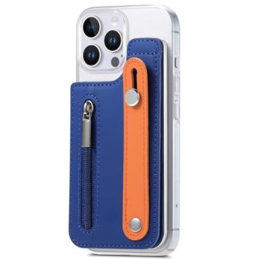 Imagem de YOGISU Capa de plástico com suporte e carteira para iPhone 12 Mini com zíper e porta-cartões (para iPhone 12 Mini/azul escuro)