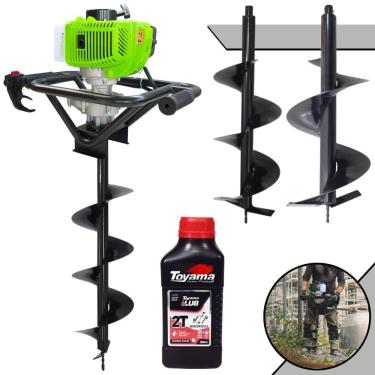Imagem de Perfurador de Solo À Gasolina Menegotti MPS52 52cc 1,8HP de Alta Rotação e Performance + Brocas 80x20cm, 80x25cm e 80x30cm + ÓLEO TOYAMA 2T