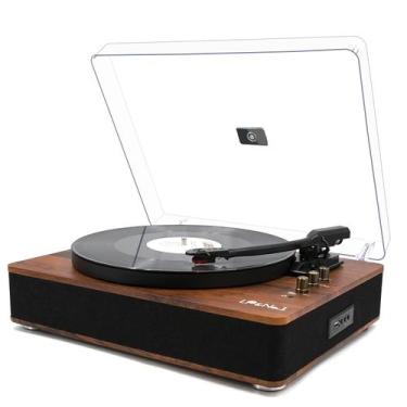 Imagem de Toca-discos Gira-discos LP&NO.1 com alto-falantes USB Mahogany