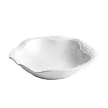 Imagem de URGDWEKJY Bandeja de jantar tigela de cerâmica redonda simples cozinha familiar cor sólida utensílios de mesa lanche tigela de salada de frutas restaurante massa branca bife prato de jantar (22,2 cm)