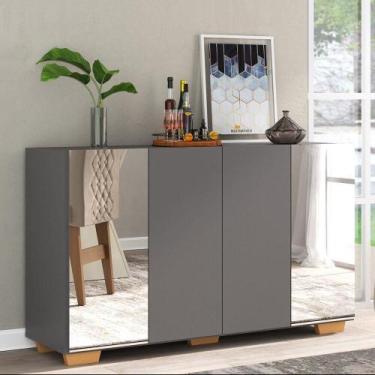 Imagem de Aparador Buffet Com Espelho e Pés Vegas Grafite - MULTIMOVEIS