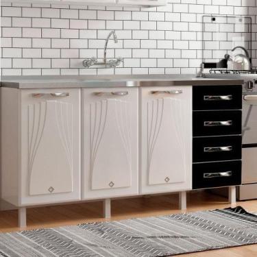 Imagem de Balcão De Cozinha De Aço Quádruplo S/Tampo P/ Pia 160cm - MULTIMOVEIS