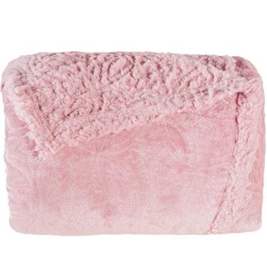 Imagem de Cobertor Casal Sherpa Toque Pele De Carneiro Dupla Face 180x220cm Old Rosê