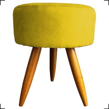 Imagem de Puff Redondo Suede Cores Pé Palito 25cm Castanho - Amarelo, Suede