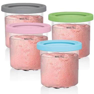 Imagem de Recipientes e tampas Ninja Creamy – Pacote com 4, copos de substituição de 473 ml, compatível com Ninja Creamy NC301C NC301 NC300 NC299AMZ Series Acessórios para máquina de sorvete, livre de BPA