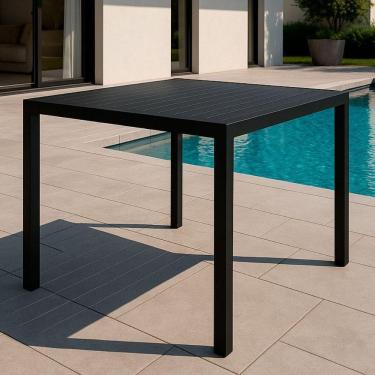 Imagem de Mesa Ripada Retan. Alumínio 100x80cm Gourmet Acesse Móveis Preto