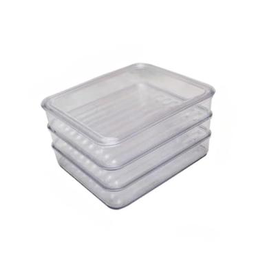 Imagem de Porta Frios Hermético Presunto Queijo Acrílico Resistente Triplo Pote Mantimentos(Triplo)