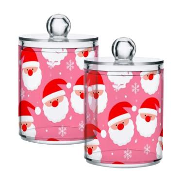 Imagem de Qilmy Pacote com 2 unidades de suporte Qtip de Papai Noel fofo, frascos de boticário de 400 ml, vasilha organizadora de banheiro para cotonetes, bolas de algodão, almofadas de maquiagem, fio dental