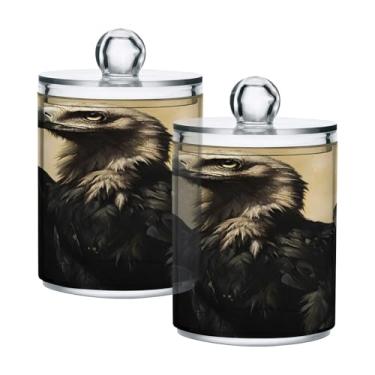 Imagem de Qilmy Qtip Suporte de 400 ml, frasco de plástico transparente para armazenamento de boticário com tampa, dispensador de recipiente de banheiro para bola de algodão, cotonete, fio dental, pacote com 2