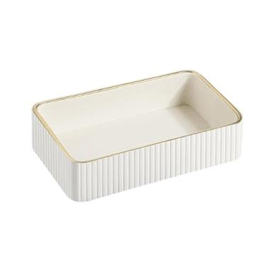 Imagem de Hipiwe Bandeja decorativa retangular para joias com linha dourada de couro com manobrista organizadora para casa, pequena