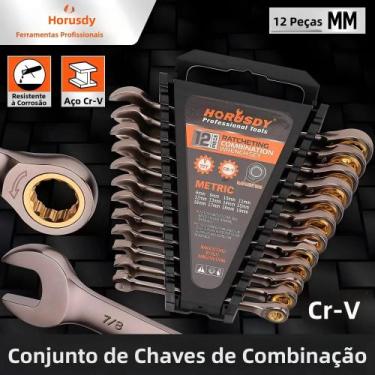 Imagem de HORUSDY 12Pc Conjunto de chave inglesa de catraca Chave métrica   Folh