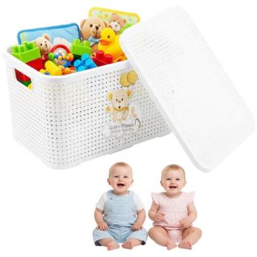 Imagem de Caixa Infantil 18L Bebê Mamãe Organizadora Branco Resistente - Monte L