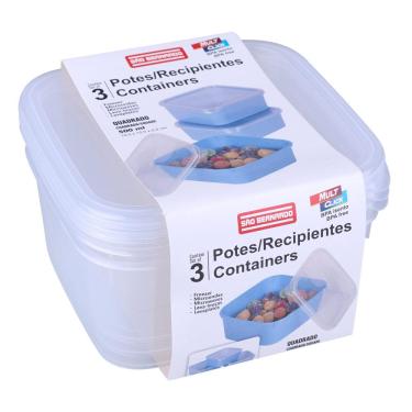 Imagem de Conjunto 3 Potes Quadrado 500ml Po52-01 São Bernardo