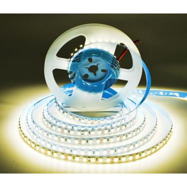 Imagem de SUYOOULIN Fita de luzes LED, CA 110V-130V 16,4 pés/5 m SMD 2835 600 LEDs, fita de LED IP68 flexível à prova d'água de 15000LM para decoração de interiores e exteriores de Natal DIY (branco natural