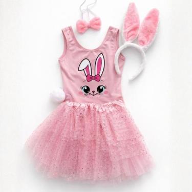 Imagem de Fantasia Completa Coelho Infantil Menina Orelha com Saia e Body - Magi