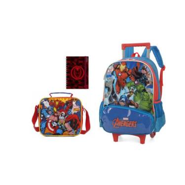 Imagem de Kit Capitão América Mochila Rodinha e Costas + Lancheira + B - Disney