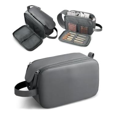 Imagem de Bolsa de higiene de viagem HOTOR de couro resistente à água cinza