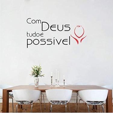 Imagem de Adesivo Parede Frase Religiosa Com Deus 45x80cm