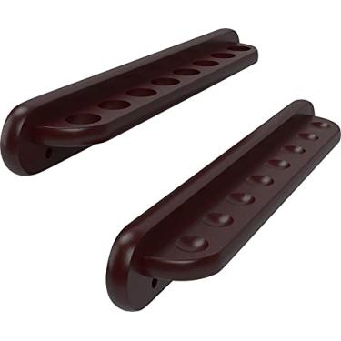 Imagem de Suporte para tacos de bilhar/piscina Viper tradicional de 2 peças montado na parede, comporta 8 tacos, acabamento em mogno