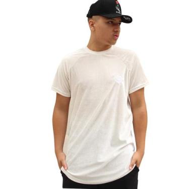 Imagem de Camiseta Long Line  Oversized Masculina Branca Veludo - Art Stillo Col