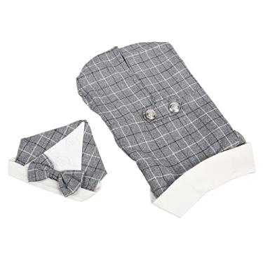 Imagem de Cachorro Terno De Casamento Formal Smoking Terno Para Cães Elegante Bonito Xadrez Cinza Para Cães Grandes Festa De Aniversário Casamento (M)