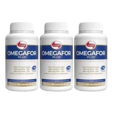 Imagem de Kit 3 Potes - Ômega 3 Omega For Plus 1000Mg 120 Cápsulas - Vitafor