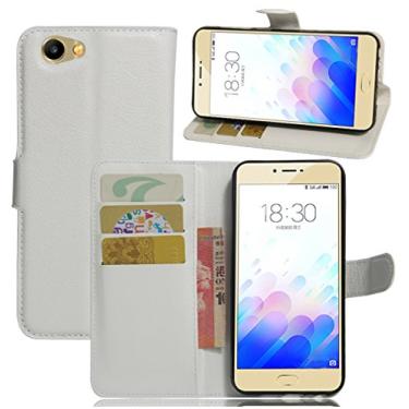 Imagem de Capa carteira MEIZU MX, capa carteira flip de couro PU premium com compartimento para cartão, suporte e fecho magnético [capa interna à prova de choque de TPU] Compatível com MEIZU MX