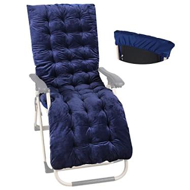 Imagem de REDCAMP Almofada extra grande para cadeira de gravidade zero para móveis de pátio, almofada de veludo mais grossa e confortável para sala de estar ao ar livre, interior, escritório, azul, 165 x 53 cm