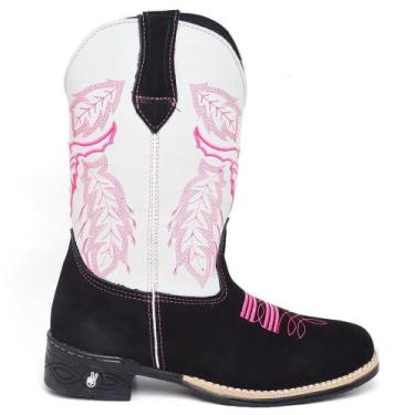 Imagem de Bota Feminina Texana Cano Alto Bordada Bico Quadrado - Polo Blu, Preto