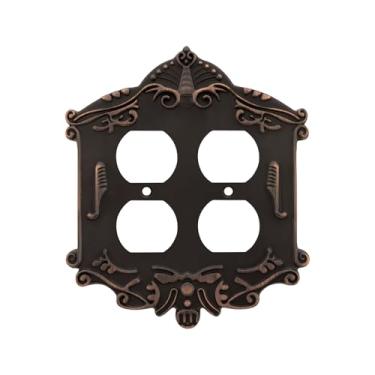 Imagem de Nostalgic Warehouse 719657 Placa de interruptor vitoriano com tomada dupla, bronze atemporal