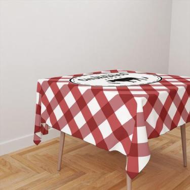 Imagem de Toalha De Mesa Quadrada 4 Lugares Tecido Oxford Churrasco Xadrez Verme