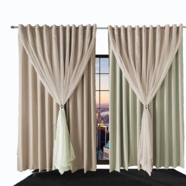 Imagem de cortina quarto para sala e blecaute Bia 4,00 x 2,30 palha - Bravin Cor