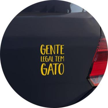 Imagem de Adesivo de Carro Frase Gente Legal Tem Gato - Cor Amarelo - Melhor Ade