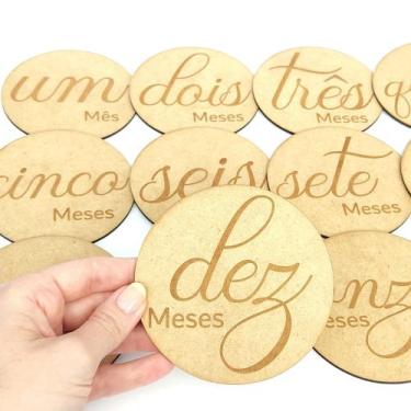 Imagem de Kit Plaquinhas Mesversário para Fotos Bebês MDF laser - Lerrara