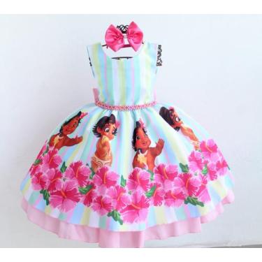 Imagem de Vestido Infantil Moana Baby Aniversario Tematico E Tiara - Pingo de Ge