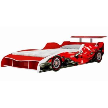 Imagem de Cama de Solteiro Gelius Carro F1 MDF 60x94,5x217,5cm, VERMELHO