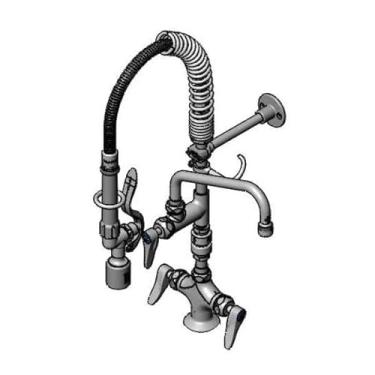 Imagem de T&S Brass MPY-2DLV-08-CR Mini-PRU Suporte de deck de furo único com B-0107-C, bocal ADF de 20.3 cm, disjuntor a vácuo e CERAMA