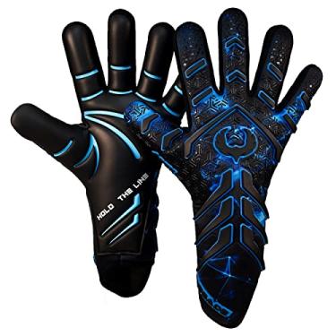 Imagem de Renegade GK Luvas De Goleiro Profissionais Sem Alças Apex Orion 2.0 | Punho De Contato Externo De 4 Mm | Luvas De Goleiro De Futebol Pretas E Azuis (Tamanho 6, Juvenil, Júnior, Corte Evo Neg., Nível 5