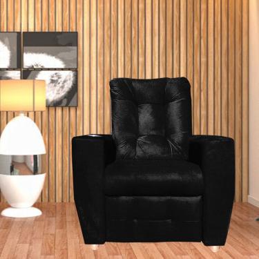 Imagem de Poltrona Do Papai Reclinável Suede Porta Copo Perola Preto