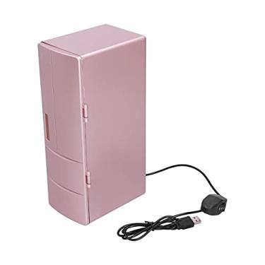 Imagem de Mini Geladeira Usb Preservação Portátil de Calor Portátil Armazenamento a Frio Dupla Use Refrigerador Quarto Casa Rosa Ouro