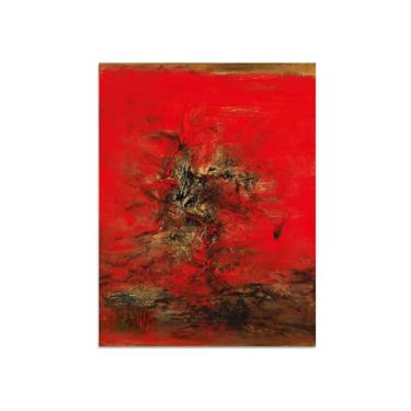 Imagem de MUHJDYC Impressão em tela de arte de parede abstrata - pintura moderna em tela - fotos de sala de estar decoração de parede - pôster de arte de parede famoso para escritório (arte vermelha marrom) 70