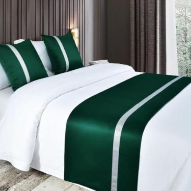 Imagem de Cachecol de corredor de cama de hotel, sedoso, macio, proteção para a pele, cor sólida, toalha de cama moderna, simples, decoração de cama luxuosa, mantas de cama para os pés da cama - verde
